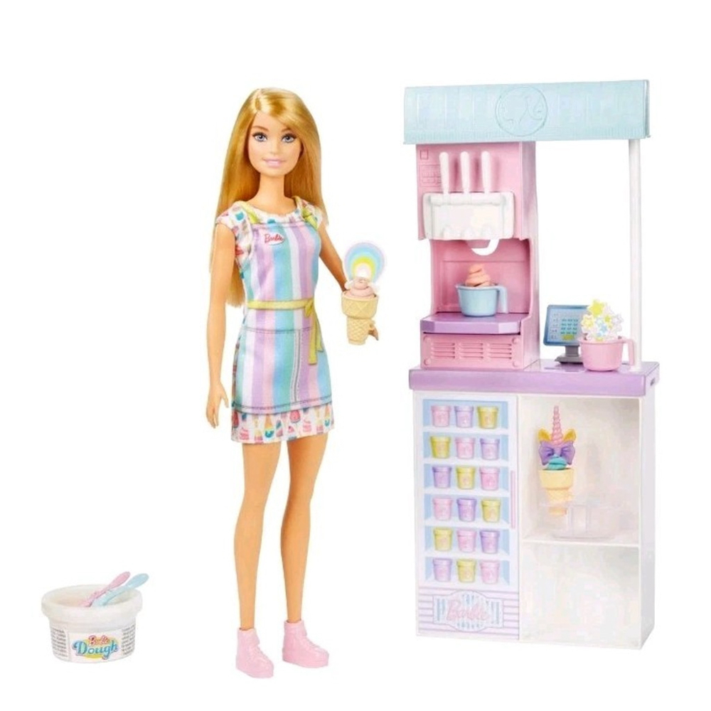 Barbie Careers Ice Cream Shop Playset with Blonde Doll, Ice Cream Machine New!! - Picture 2 of 12